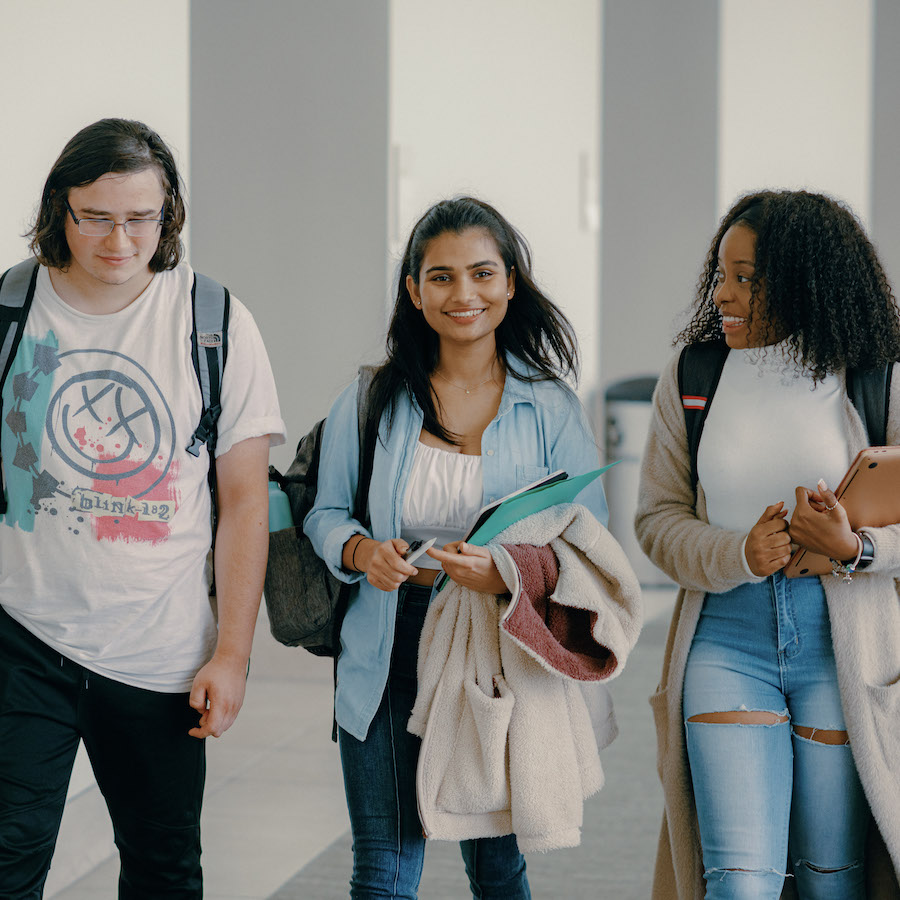 Student walking to class