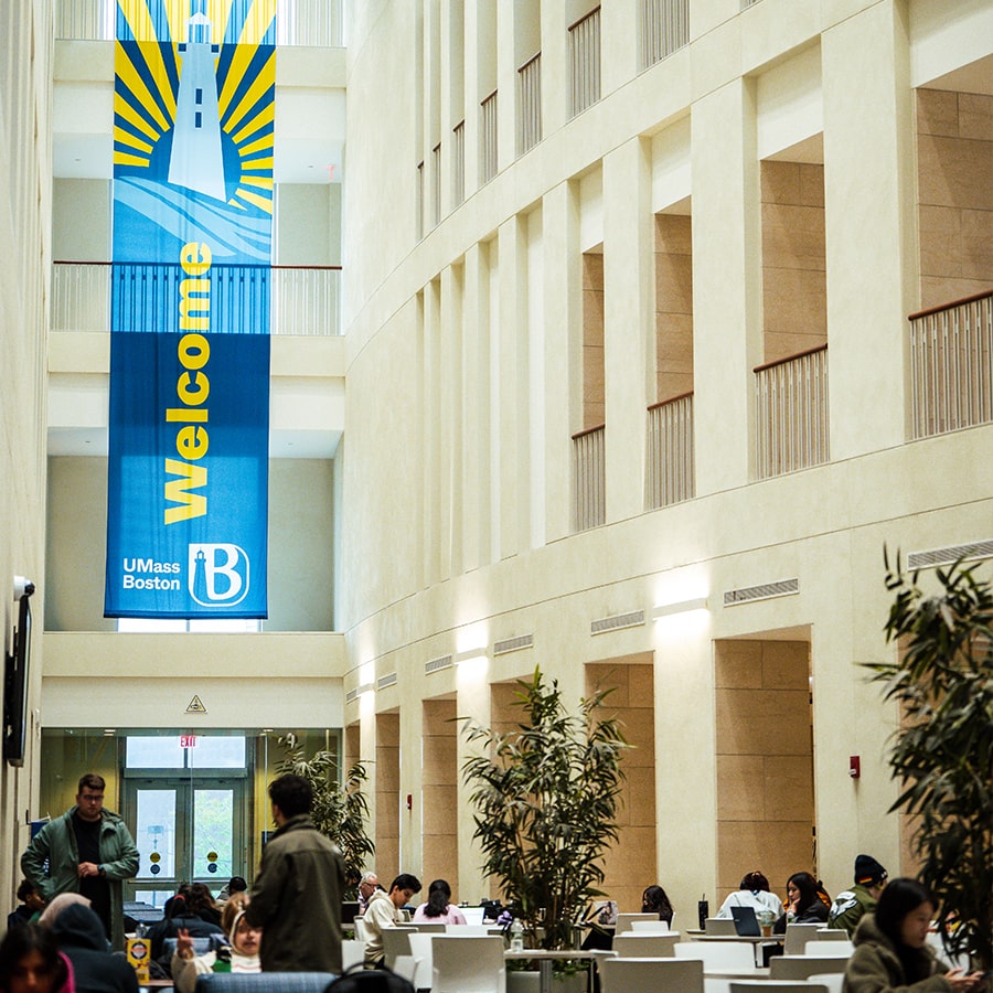 Welcome Beacons Banner inside Campus Center.