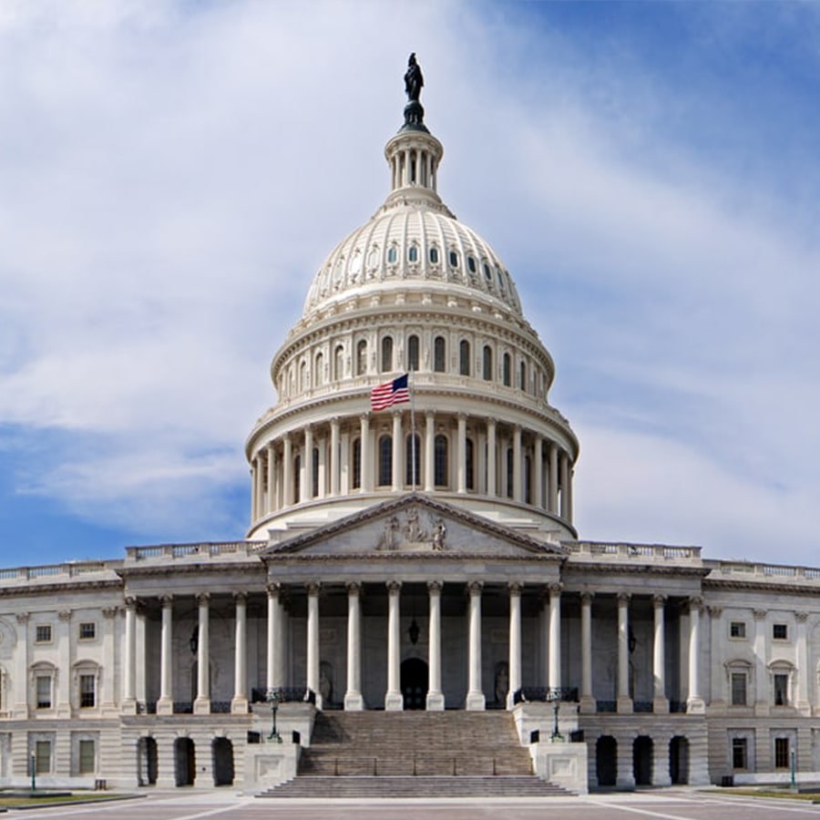 Capitol building in DC front view.