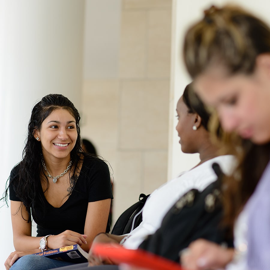 Students studying together indoors.