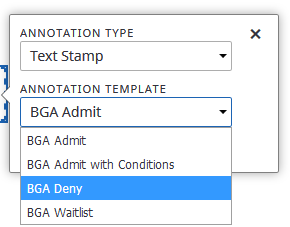 Text stamp menu