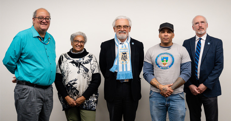 Cedric Woods, Elizabeth Solomon, Chancellor Marcelo Suárez-Orozco, Faries Gray, and Provost Joseph Berger 