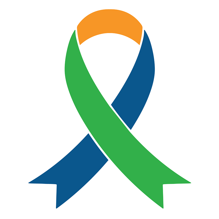 ribbon symbol of National Minority Mental Health Awareness colored blue, orange and green