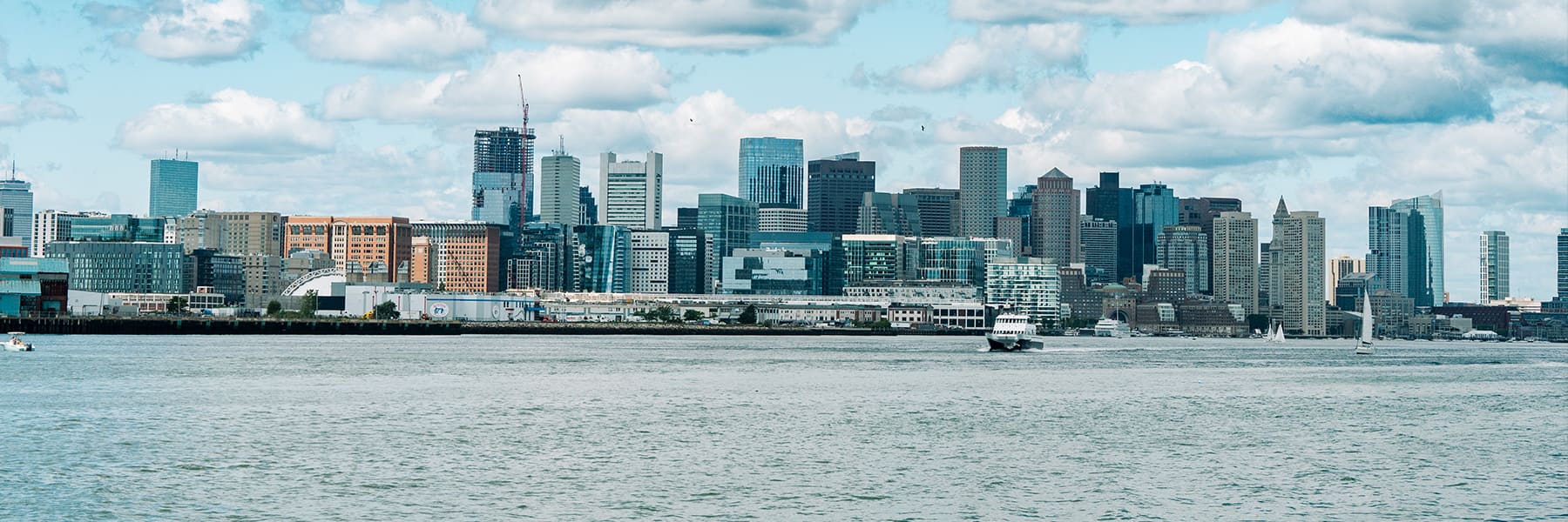 Boston Skyline viewed from the ocean.