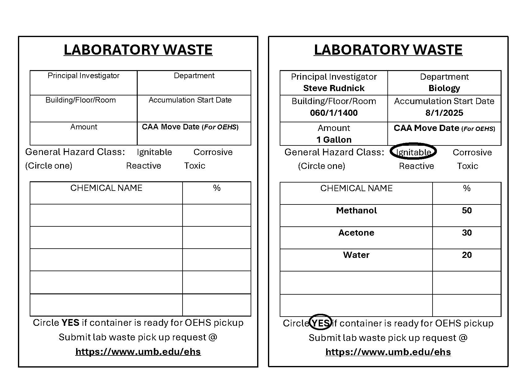 Waste Tag Example