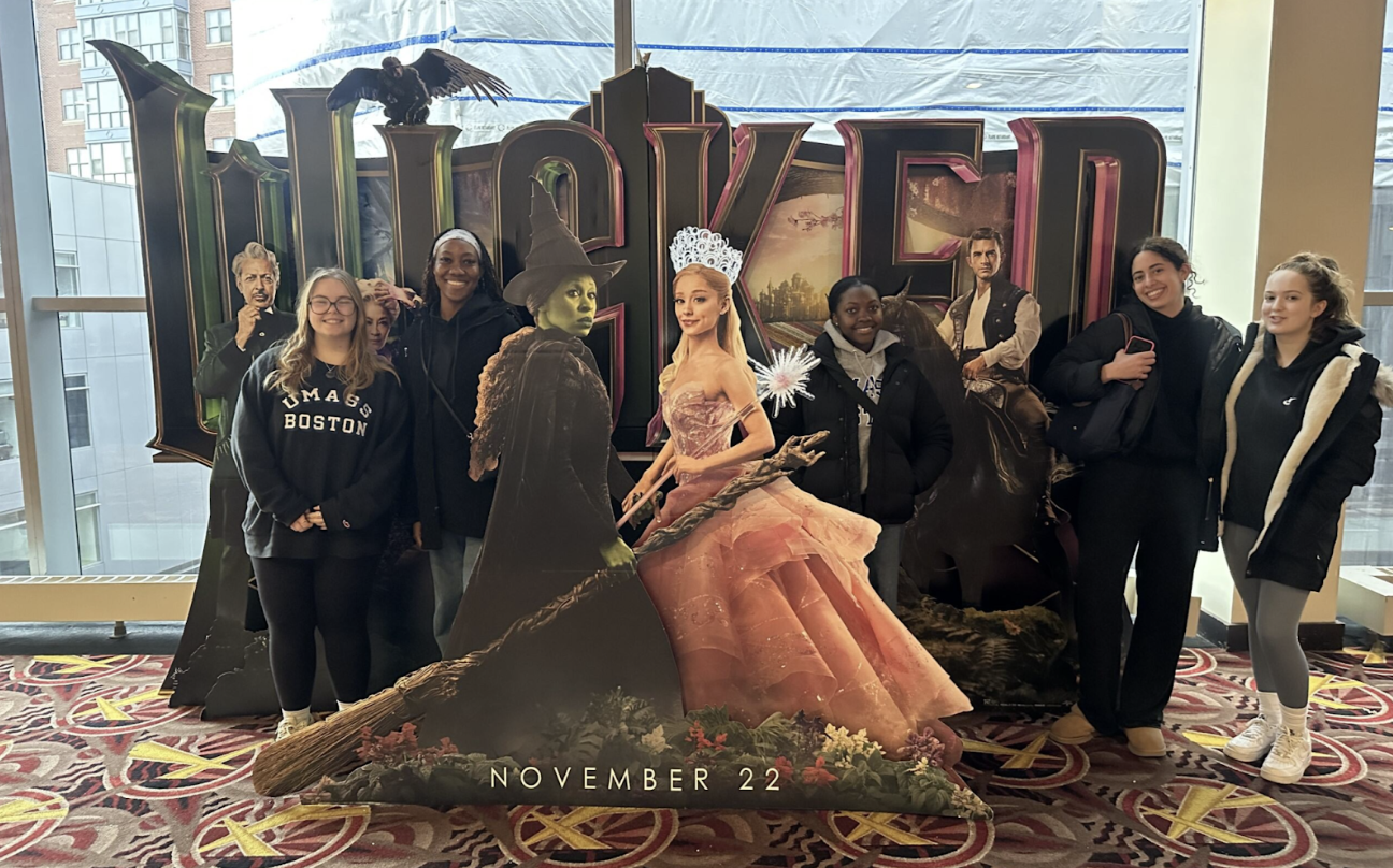 Wicked movie display with Honors students