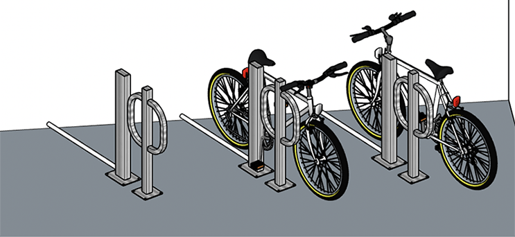 Saris power posts with integrated charging outlets, lock your rear wheel and frame to the post or ring.