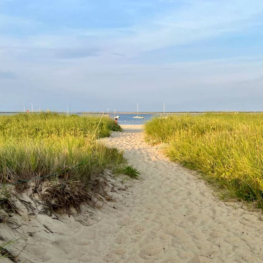 sand path through dunes to beach on natucket.